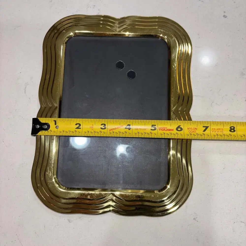 Vintage Art Deco Style Gold-Tone Metal Picture Frame with Wavy Border